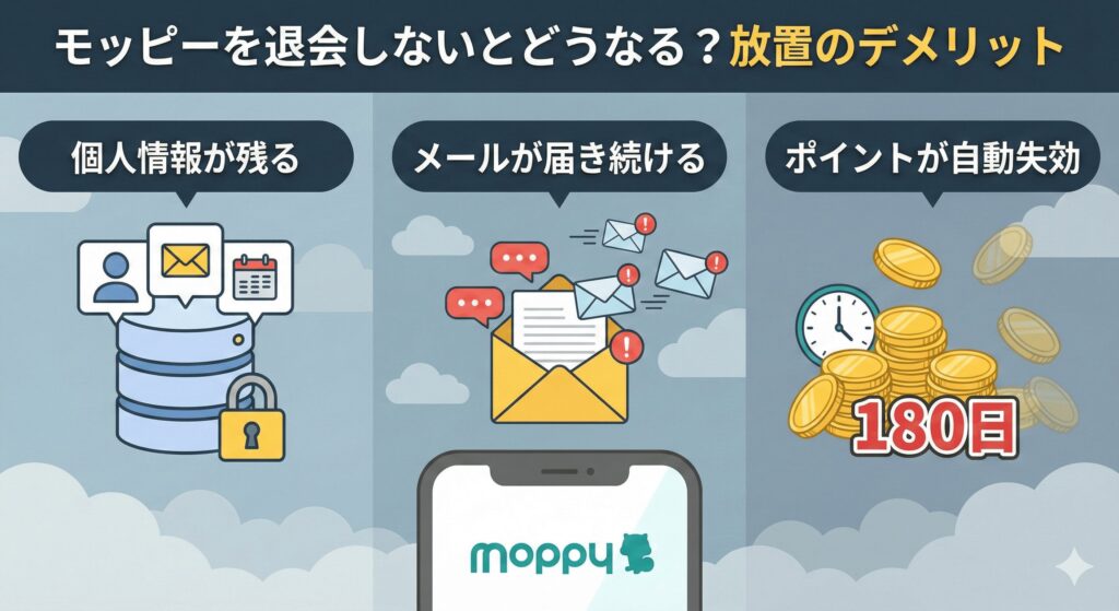 モッピー　退会　しないとどうなる