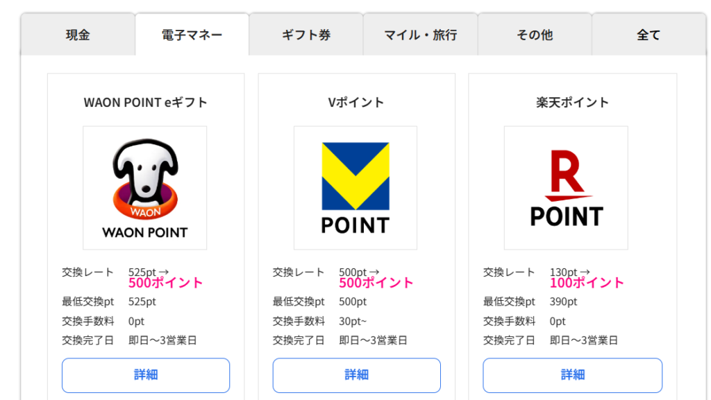 ハピタス ポイント交換