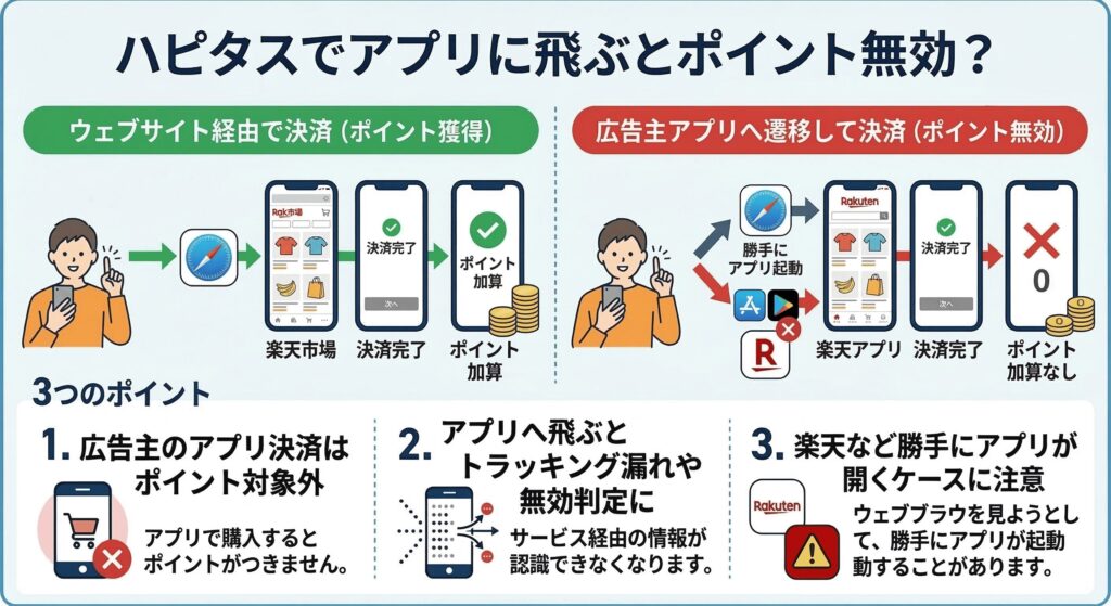 ハピタス　アプリに飛ぶ