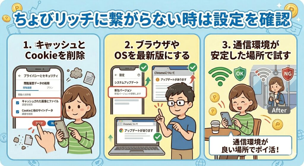 ちょびリッチ つながらない