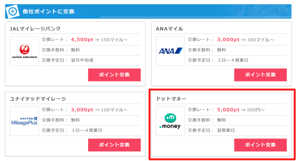 ポイントインカム ポイント交換